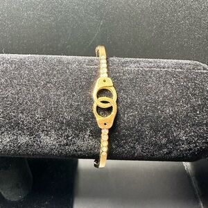 Elegant Gold Hinge Bracelet with Crystal Accents